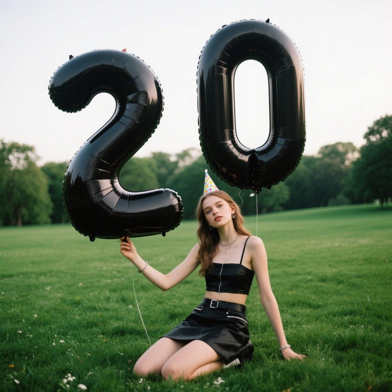 Kelfuoya 40 Inch Black Number 2 Balloon Jumbo Giant Happy 2th 12th 20th 21st Birthday Party Decorations for Boy or Girl Huge Mylar Anniversary Party Supplies - Image 3
