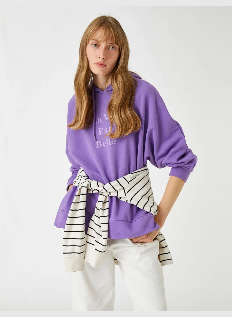 كوتون Printed Hoodie Long Sleeve