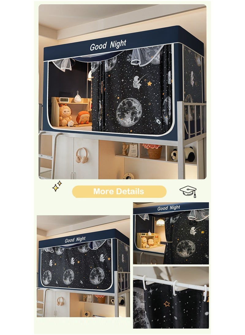 MOMOSO Bed Canopy Tents Curtain Blackout Curtain Single Bed Tent Curtain Student Shading Cloth Bed Canopy Mosquito Net Student Sleep Privacy Protection Bed Canopy Tent Curtain Shading Drapes For Dorm Home College  - Image 4