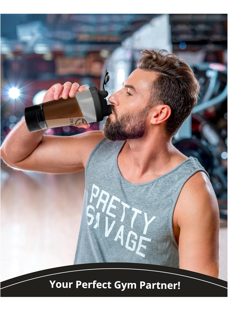 RIGID FITNESS - Electric Protein Shaker Bottle, 100% Leakproof - USB Rechargeable, Wish Made of Safe Material - BPA Free - 650ml (Black) - Image 1