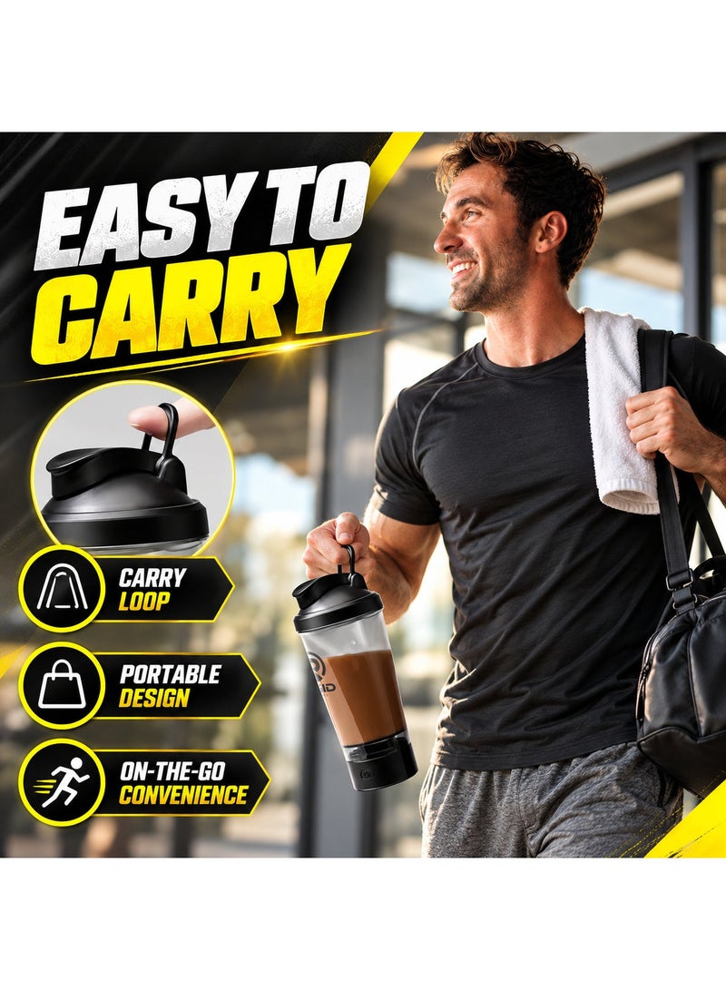 RIGID FITNESS Electric Protein Shaker Bottle, 100% Leakproof - USB Rechargeable, Wish Made of Safe Material - BPA Free - 650ml (Black) - Image 4