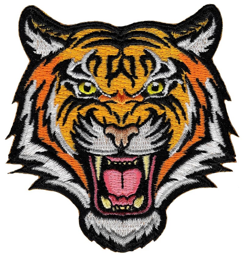 Cypress Collectibles Embroidered Patches Tiger Patch Embroidered IronOn Applique Roaring Bengal Striped Souvenir