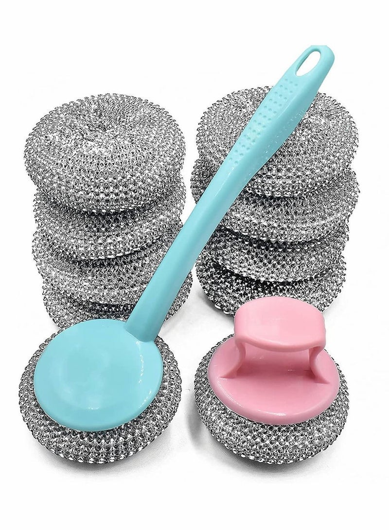 Y&D 10 Pack Stainless Steel Sponges, Scrubbing Scouring Pad, Wool Scrubber for Kitchens, Bathroom and More(Random Color) - Image 1