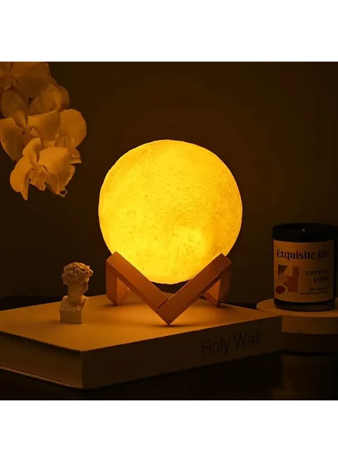 مصباح القمر الحديث الكبير بتصميم بسيط، كروي الشكل، يعمل بالبطارية، ضوء ليلي دافئ، لا يحتاج إلى توصيل كهربائي، مصباح مكتبي مناسب للمنزل والمكتب وغرفة النوم المعاصرة والدراسة، ديكور إضاءة ليلية زخرفي. - Image 1