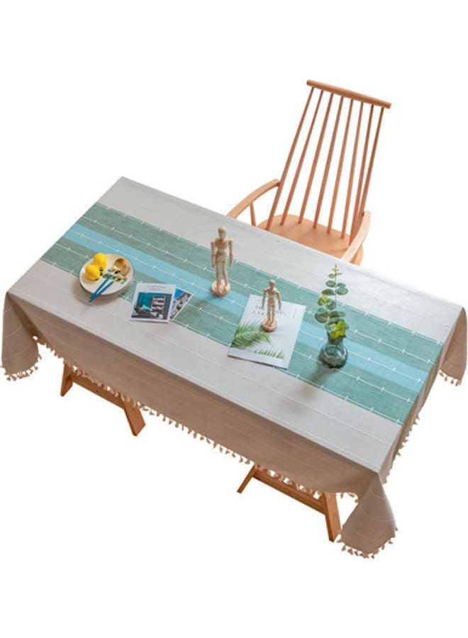 NIBEMINENT Lace Tassel Detail Table Cloth White/Blue/Green 140x140cm - Image 1