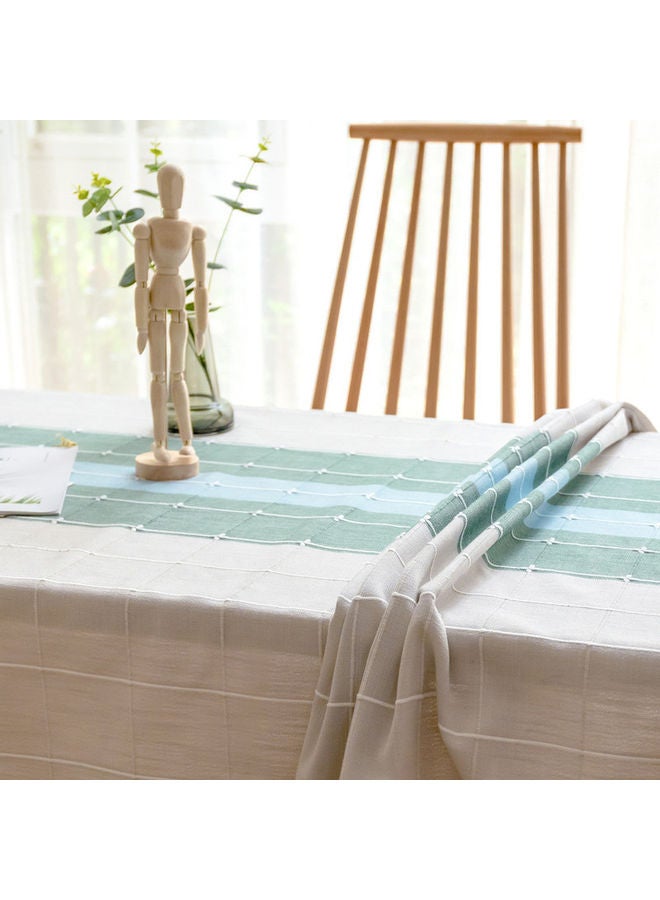 NIBEMINENT Lace Tassel Detail Table Cloth White/Blue/Green 140x140cm - Image 2