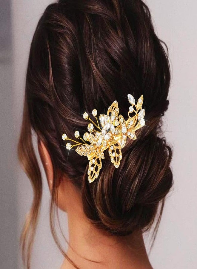 JONKY Gold Wedding Hair Accessories Rhinestone Bridal Hair Clips for Women - Image 1