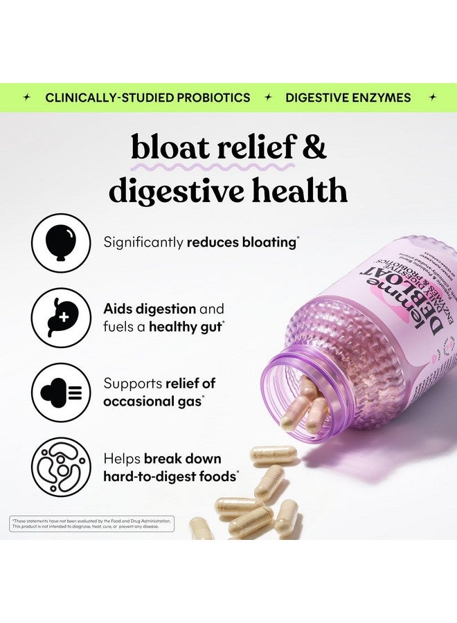 Lemme Debloat 3-in-1 Prebiotic, Probiotic & Digestive Enzyme Capsules for Bloating & Gas Relief - 2 Clinically Studied Probiotics w/5 Digestive Enzymes to Improve Digestion, Women & Men, (60 Count) - Image 2