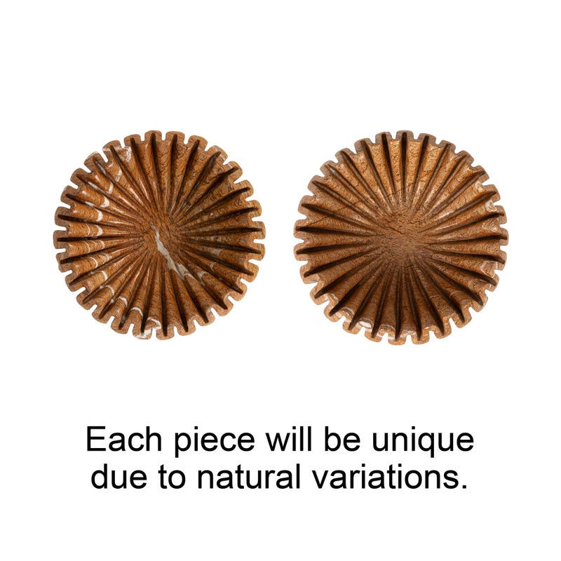 Creative Co-Op Round Marble Pleated Dish, Beige - Image 5