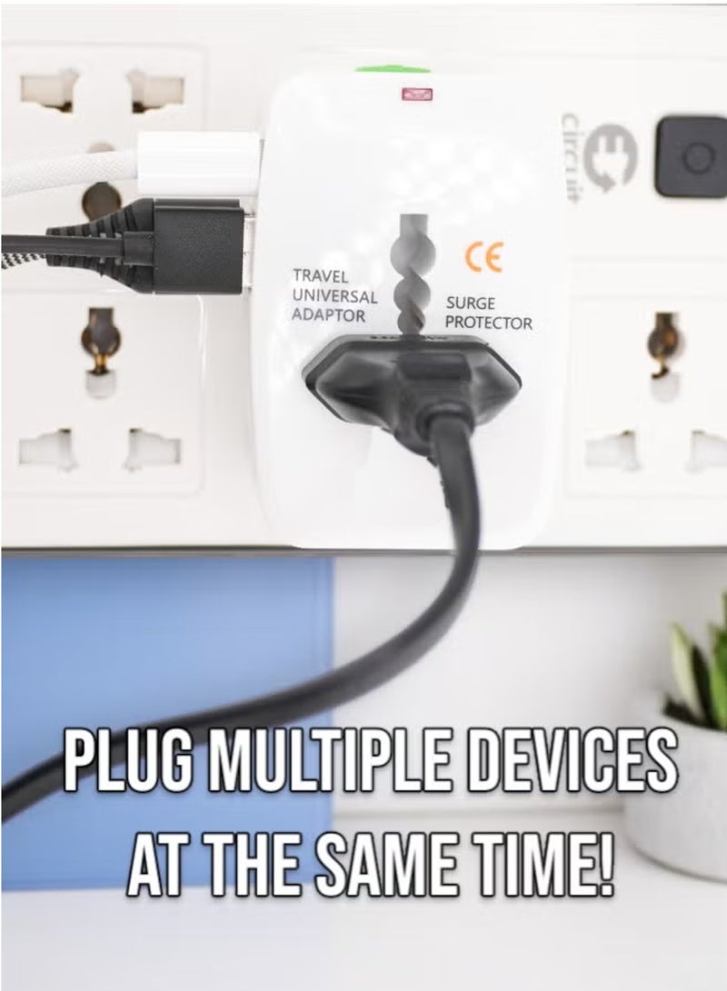 إكس ليفيل محول سفر عالمي من قطعتين من النوع C، قابس طاقة عالمي للسفر مزود بمنفذي USB، محول طاقة شامل لجميع أجهزتك في الاتحاد الأوروبي/الولايات المتحدة/المملكة المتحدة/أستراليا، متوافق مع أجهزة iPhone/Samsung (أبيض). - Image 5