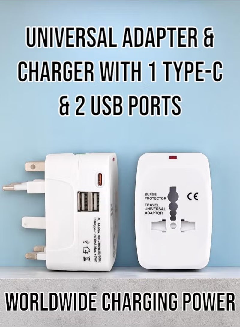 إكس ليفيل محول سفر عالمي من قطعتين من النوع C، قابس طاقة عالمي للسفر مزود بمنفذي USB، محول طاقة شامل لجميع أجهزتك في الاتحاد الأوروبي/الولايات المتحدة/المملكة المتحدة/أستراليا، متوافق مع أجهزة iPhone/Samsung (أبيض). - Image 4