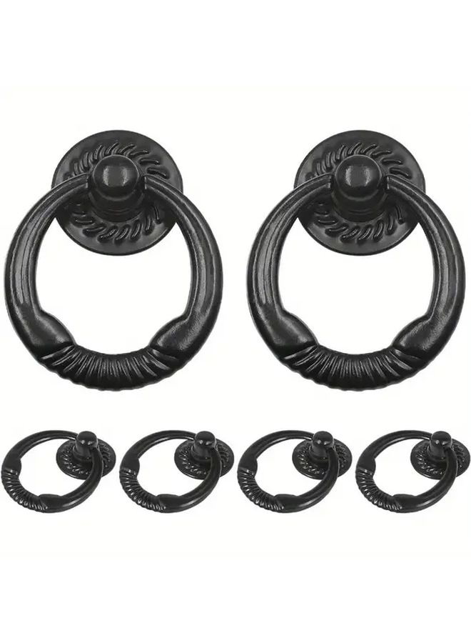 6pcs Black Metal Drawer Pulls Elegant Square Design Dressers Cabinets Cupboards - Image 1