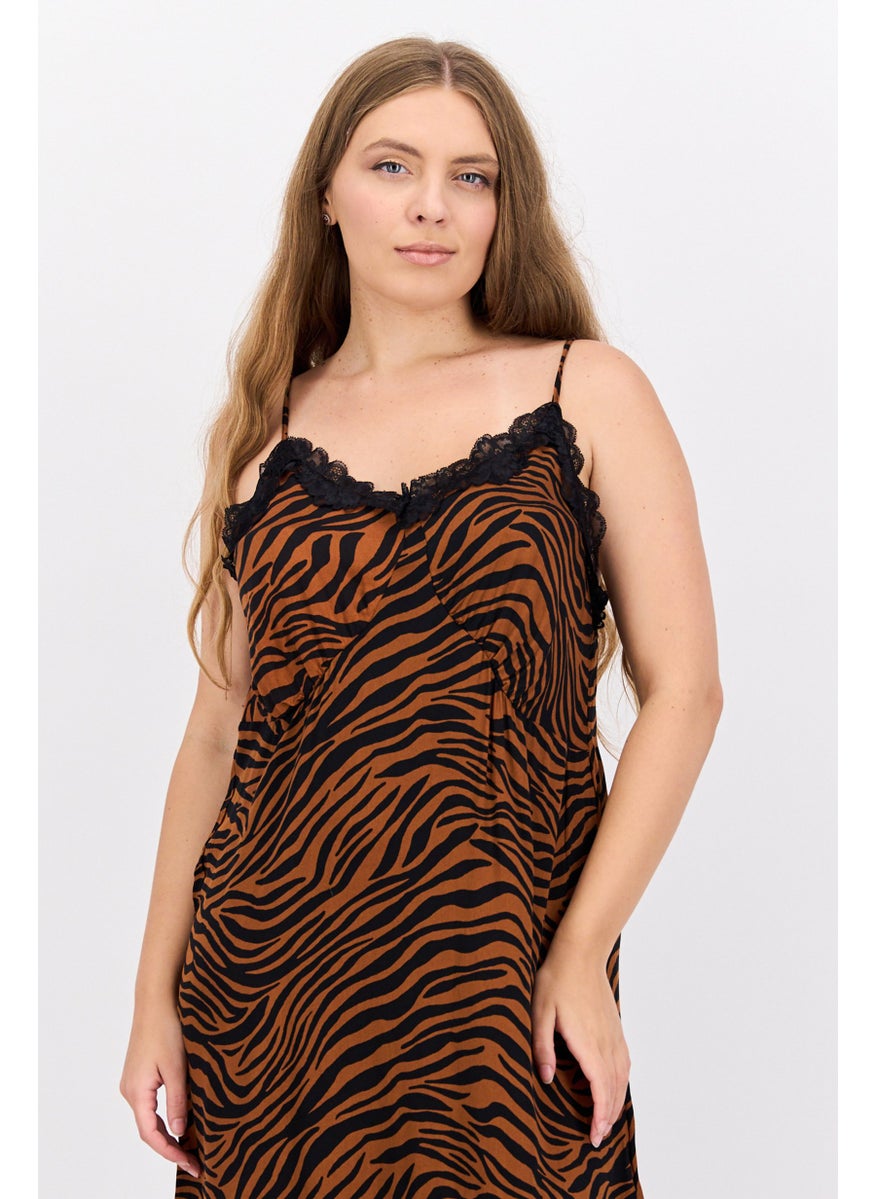 Marilyn Monroe - Women All Over Printed Sleeveless Sleepwear Dress, Brown - Image 1