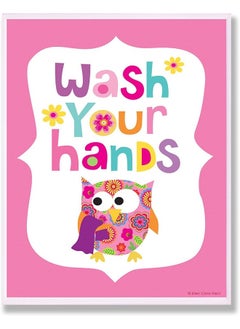 Stupell Industries Stupell Industries The Kids Room by Wash Your Hands On Pink Background Rectangle Wall Plaque 