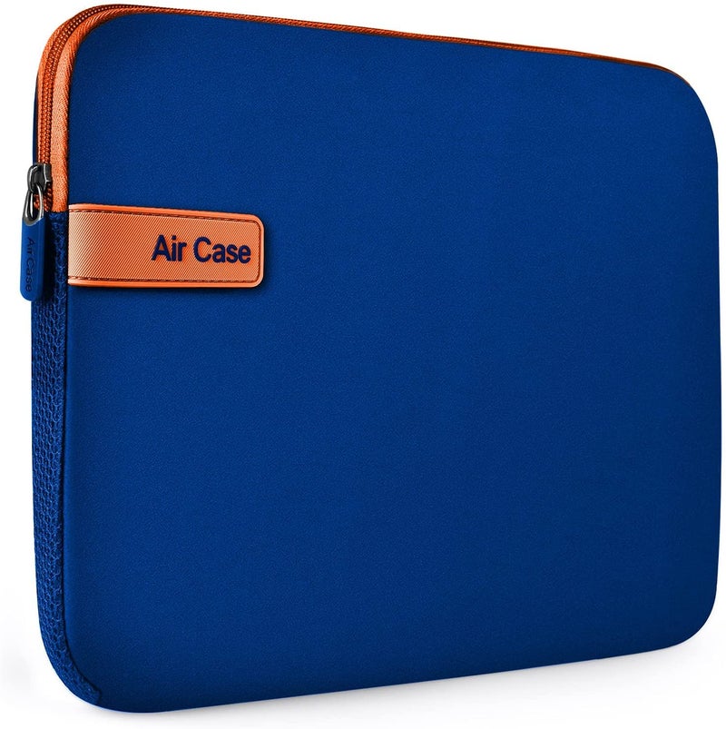 AirCase حقيبة لابتوب واقية تناسب لابتوب / ماك بوك حتى 15.6 بوصة، خالية من التجاعيد، مبطنة، مقاومة للماء، غلاف ناعم من النيوبرين، للرجال والنساء، زرقاء - ضمان 6 أشهر - Image 1