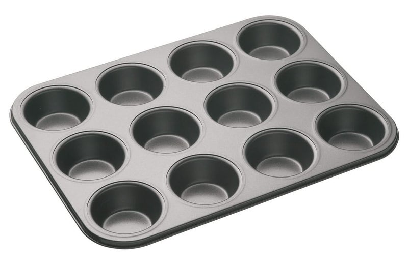 Master Class MasterClass 12 Hole Muffin Tray for thinKitchen PFOA Non Stick Robust 1mm Carbon Steel 35 x 27cm Cupcake Tin Grey - Image 1