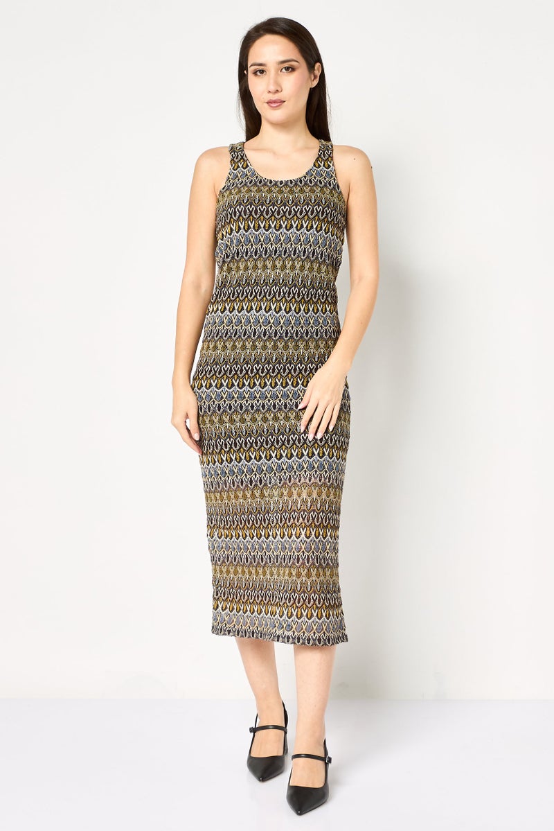 promod Women Crochet Midi Dress, Multicolor - Image 1