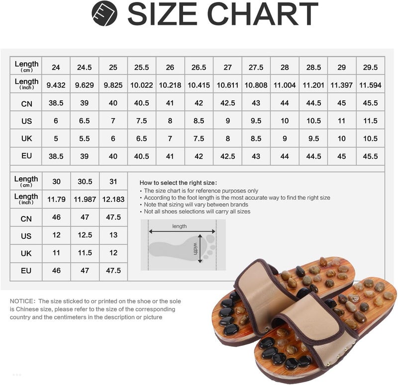 GANAZONO Pebble Foot Massage Slippers Acupoint Stimulation Sandals with Foot Massage Pad Brown Size 41-42 for Indoor Outdoor and Relaxation - Image 2