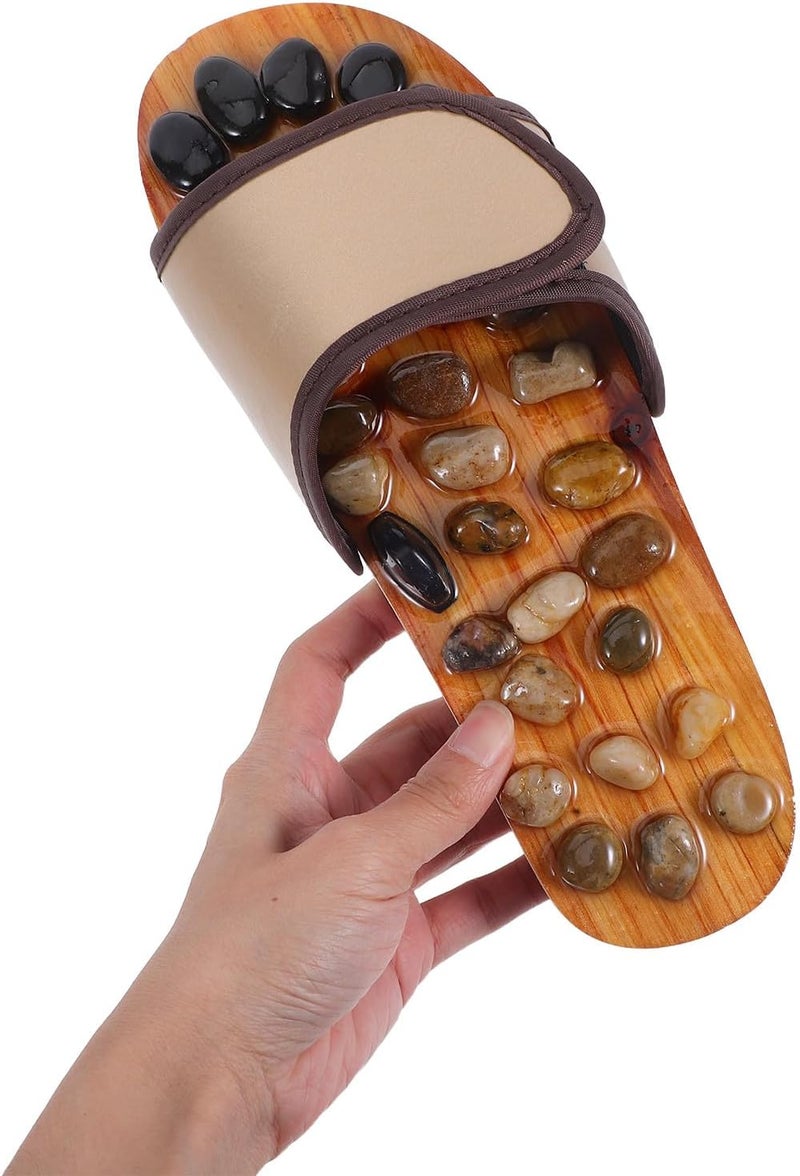 GANAZONO Pebble Foot Massage Slippers Acupoint Stimulation Sandals with Foot Massage Pad Brown Size 41-42 for Indoor Outdoor and Relaxation - Image 4