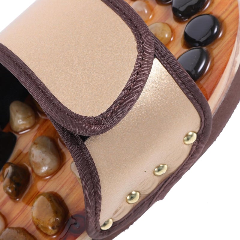 GANAZONO Pebble Foot Massage Slippers Acupoint Stimulation Sandals with Foot Massage Pad Brown Size 41-42 for Indoor Outdoor and Relaxation - Image 3
