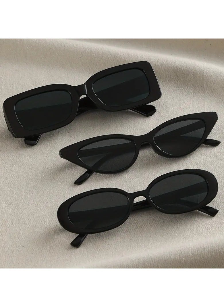 Ucanbe - 3-Piece Y2K Punk Fashion Sunglasses Set for Women Men Casual Anti Glare Glasses for Beach Party - Image 1