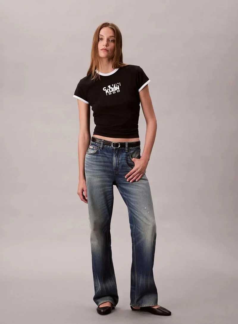 Calvin Klein Jeans black 1968 Logo Graphic Baby Tee for Women | Best Price UAE