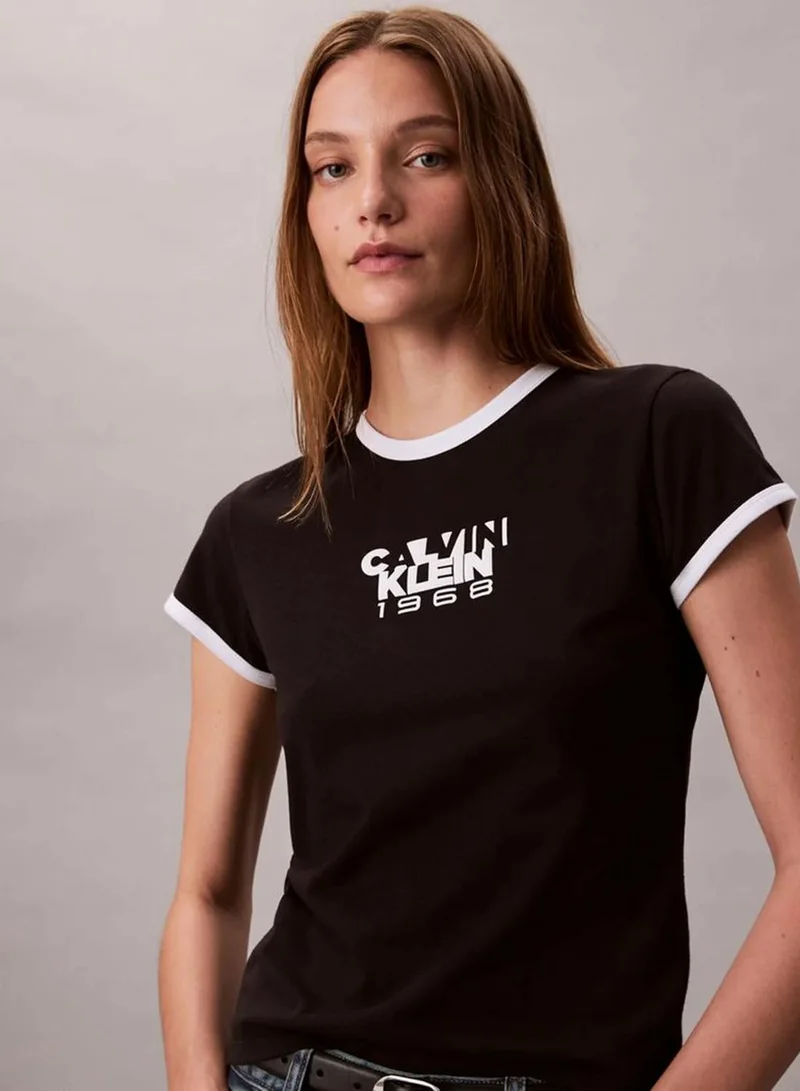 Calvin Klein Jeans black 1968 Logo Graphic Baby Tee for Women | Best Price UAE