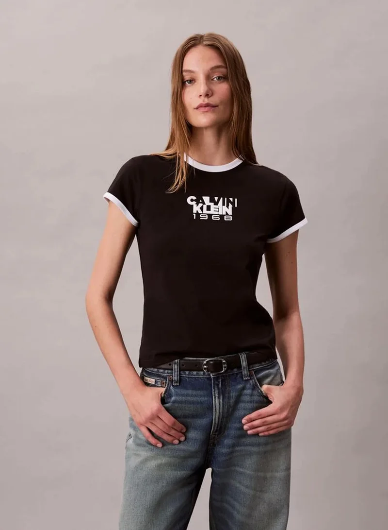 Calvin Klein Jeans black 1968 Logo Graphic Baby Tee for Women | Best Price UAE