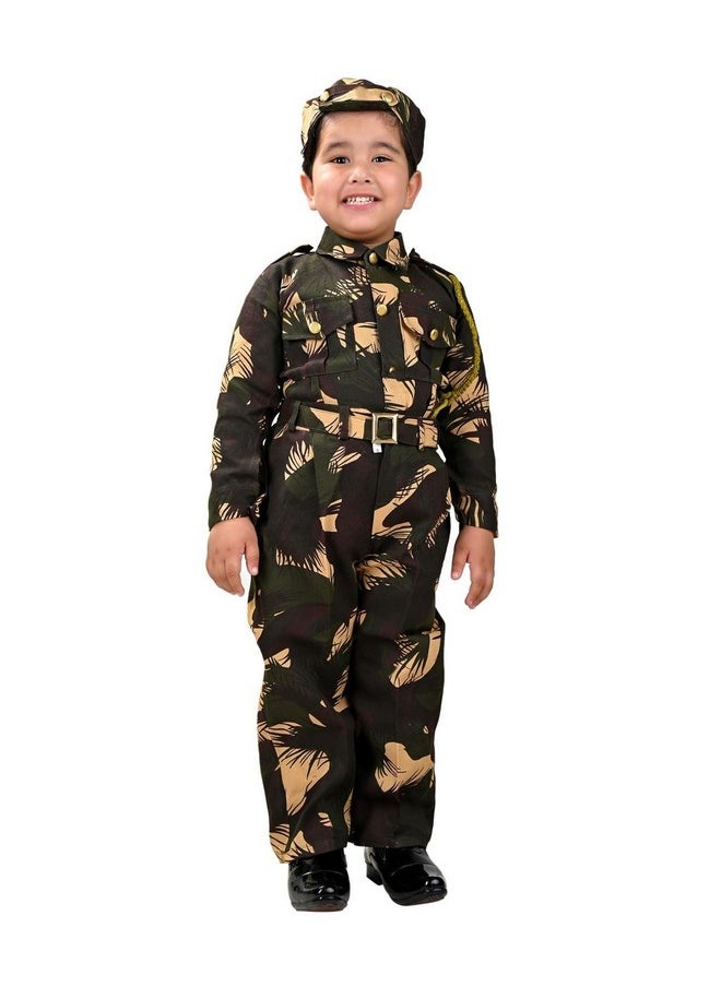 BookMyCostume BookMyCostume Indian Para Military with Whistle Special Forces Professional Commandos Camouflage Print Kids Fancy Dress Costume 7-8 years  - Image 1