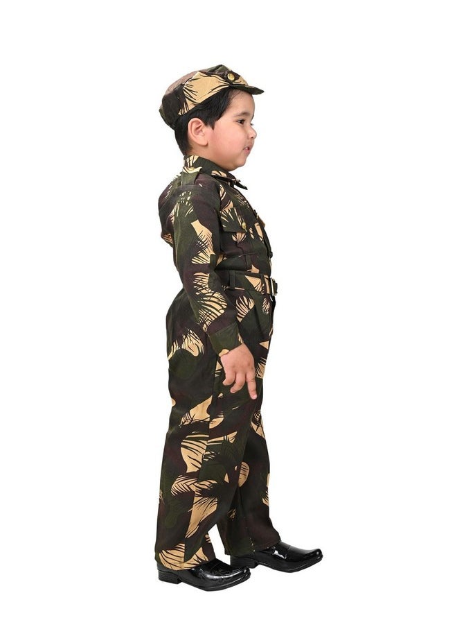 BookMyCostume BookMyCostume Indian Para Military with Whistle Special Forces Professional Commandos Camouflage Print Kids Fancy Dress Costume 7-8 years  - Image 2