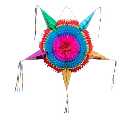 FIESTA WRAPS Mexican Piata Medium 26 inches Authentic Handmade Foldable Pinata for Birthday Party Piatas para Cumpleaos Fiesta Piniata Mexican Star Pinata Cinco de Mayo Pinatas - Image 1