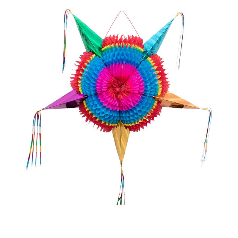 FIESTA WRAPS Mexican Piata Medium 26 inches Authentic Handmade Foldable Pinata for Birthday Party Piatas para Cumpleaos Fiesta Piniata Mexican Star Pinata Cinco de Mayo Pinatas - Image 2