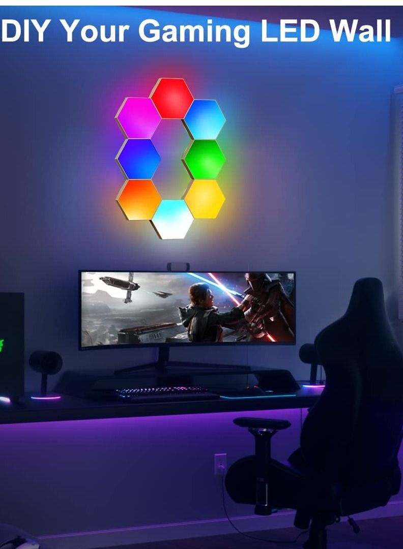 فون بلانيت Wall Light,Smart Modular Touch-Sensitive LED Light Wall Panels RGB Night Light DIY Geometry Splicing Hex Light for Bedroom Living Room Hallway Party Decor - Image 2