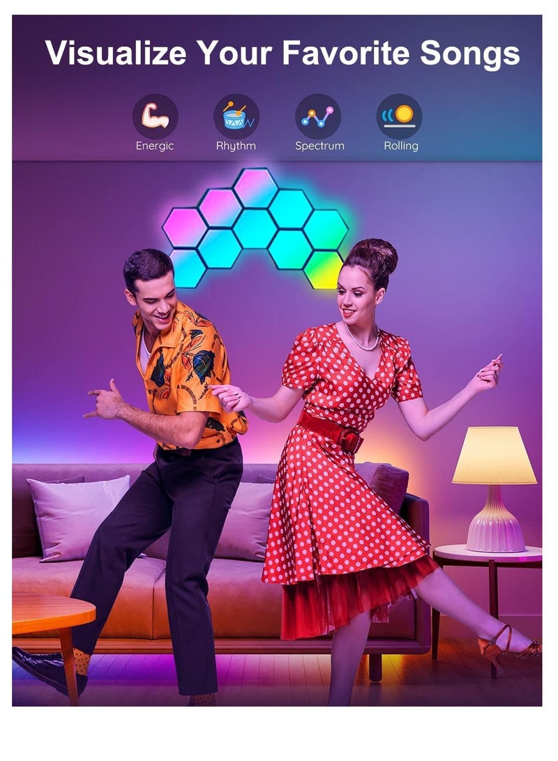 فون بلانيت Wall Light,Smart Modular Touch-Sensitive LED Light Wall Panels RGB Night Light DIY Geometry Splicing Hex Light for Bedroom Living Room Hallway Party Decor - Image 5
