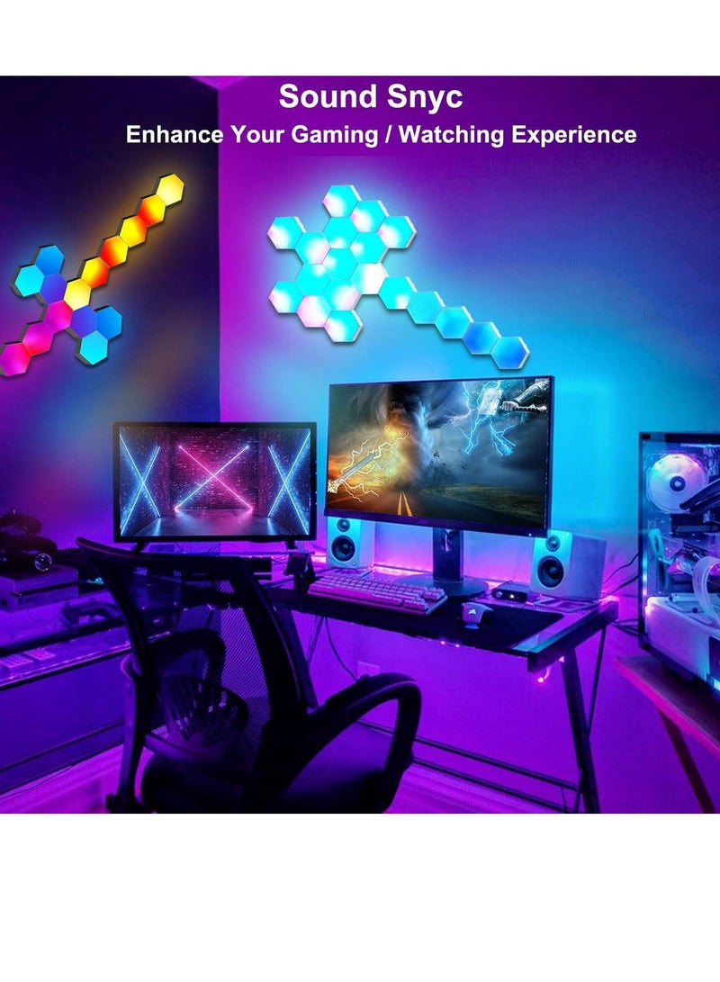 فون بلانيت Wall Light,Smart Modular Touch-Sensitive LED Light Wall Panels RGB Night Light DIY Geometry Splicing Hex Light for Bedroom Living Room Hallway Party Decor - Image 3