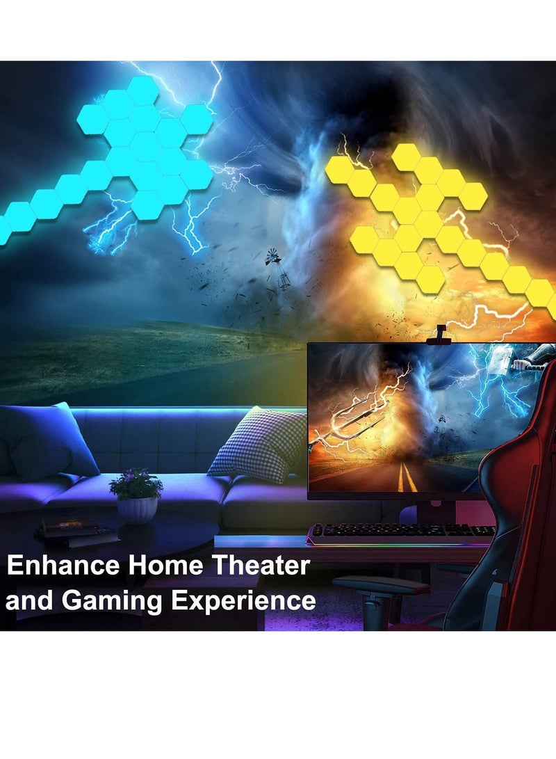 فون بلانيت Wall Light,Smart Modular Touch-Sensitive LED Light Wall Panels RGB Night Light DIY Geometry Splicing Hex Light for Bedroom Living Room Hallway Party Decor - Image 4