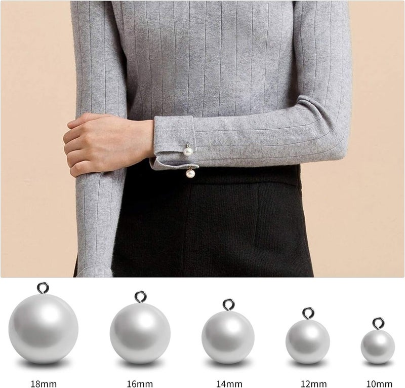 iKammo 20 قطعة أزرار لؤلؤ صغيرة مستديرة مزينة بالأحجار الكريمة لحفلات الزفاف 10 مم أبيض - Image 5