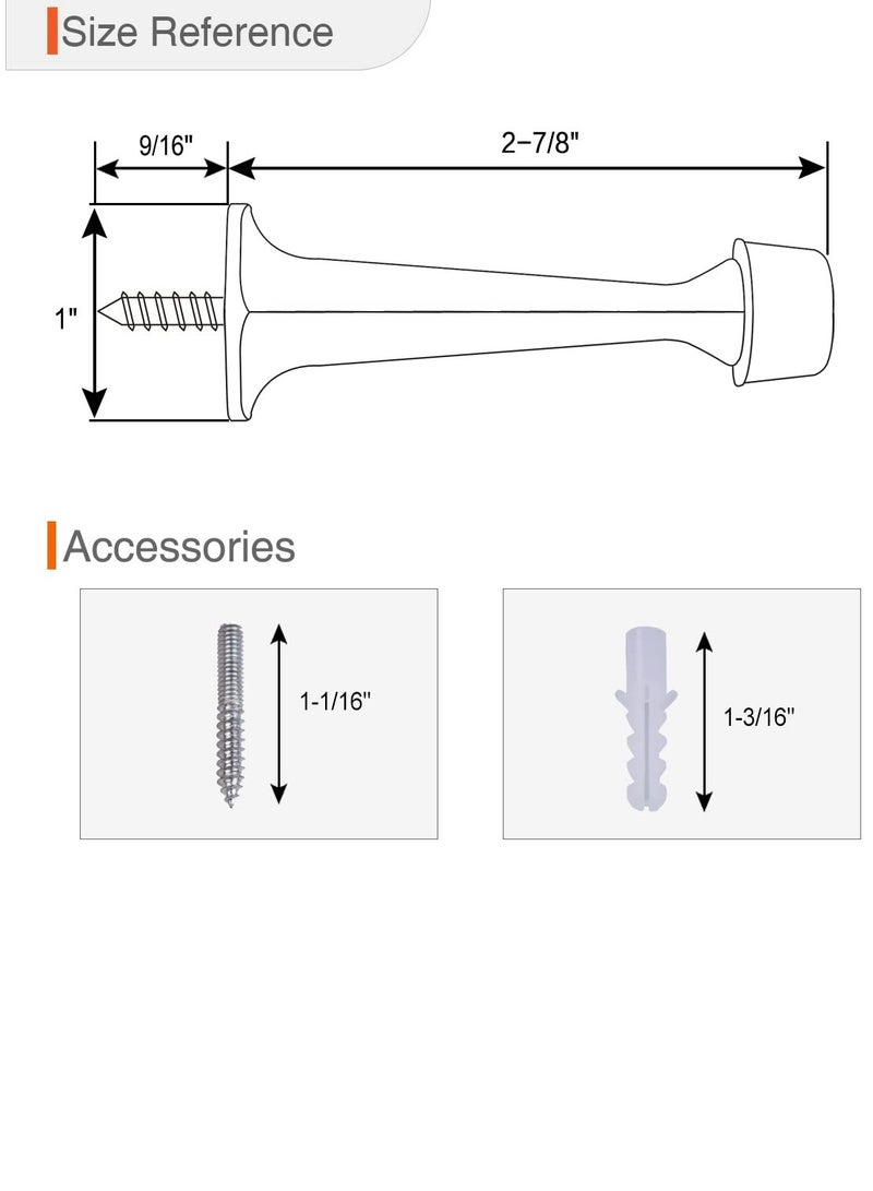 Zikra 10PCS Solid Rigid Door Stops, Heavy Duty Door Stoppers Door Stops with Soft Rubber Tips Rigid Door Stoppers Door Stop Protection Solid Door Stops for Office, Home, Garage, Laundry Door - Image 3