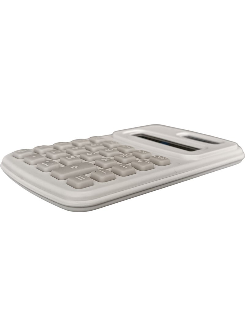 Elektromall Solar Powered Electronic 8 Digit White Calculator KC-888 