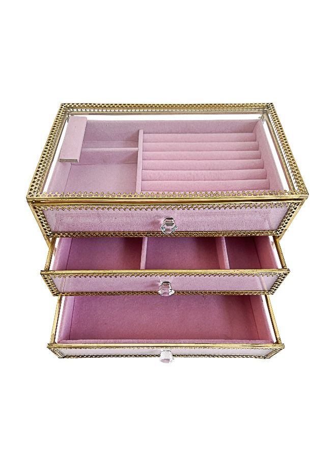 Large Jewelry Display Box Gold Nordic style Makeup Organizer Carrying Cases  - Image 1