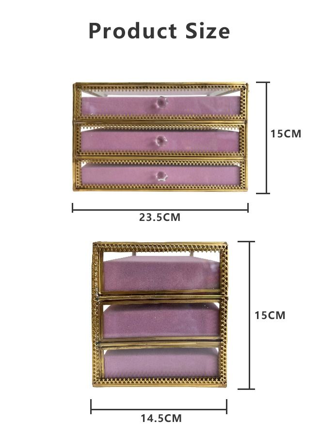 Large Jewelry Display Box Gold Nordic style Makeup Organizer Carrying Cases  - Image 2