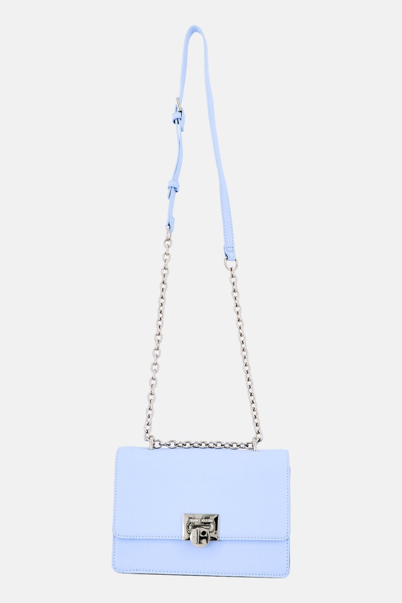 ANNE KLEIN Women Textured Flap Cross Body Bag, Light Blue - Image 1
