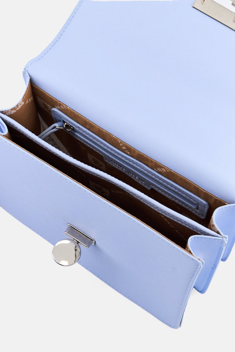 ANNE KLEIN Women Textured Flap Cross Body Bag, Light Blue - Image 3