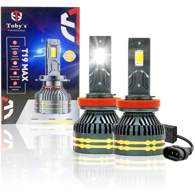 توبيز مجموعة مصابيح أمامية LED أصلية مختبرة T19 Max 130Wair Power 13000 لومن ساطعة بثلاثة ألوان مع درجة حرارة 6000K4300K3000K H11 - Image 1
