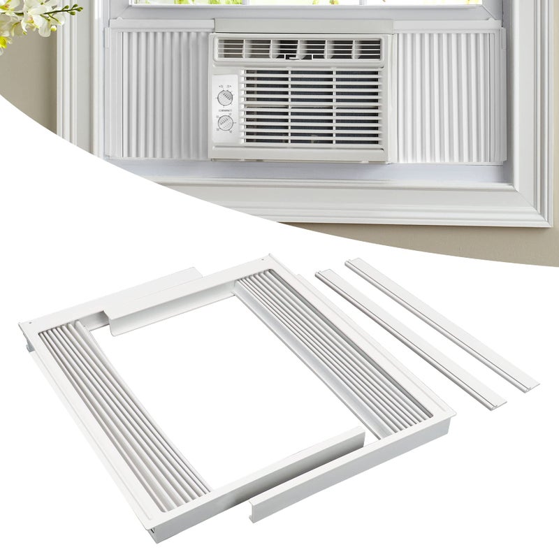 Forestchill Window Air Conditioner Side Panel with Frame Fit Most 12000 BTU Units Room AC Accordion Filler Curtain Kit Replacement Include Window AC Side Panels Frames