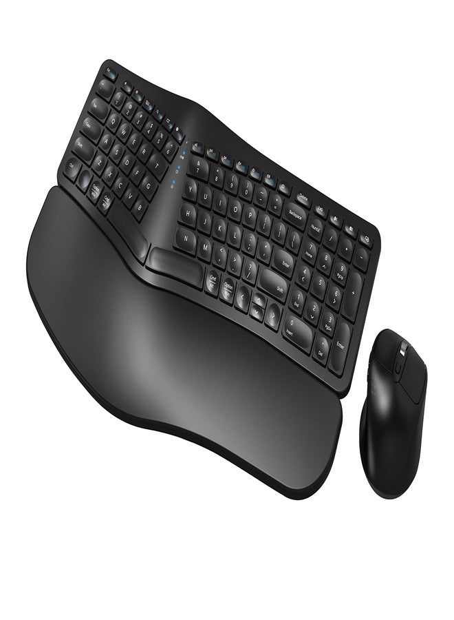 QUASIO MK960 Ergonomic Wireless Keyboard Mouse Combo, Bluetooth/2.4G Split Design Keyboard with Palm Rest and 4 Level DPI Adjustable Wireless Mouse, Multi-Device, Rechargeable, for Windows/Mac/Android - Image 1