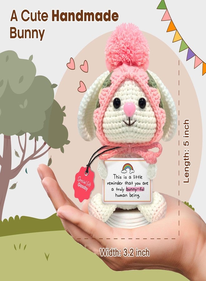 Gossby Positive Bunny Crochet - YOU'RE A BUNNY-FUL HUMAN BEING - Inspirational Gift for Women - Christmas, Birthday, Emotional Support, Positive Energy Gift for Friend, Coworker, Teacher, Mom - Image 3
