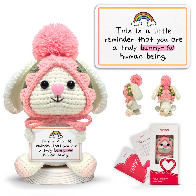 Gossby Positive Bunny Crochet - YOU'RE A BUNNY-FUL HUMAN BEING - Inspirational Gift for Women - Christmas, Birthday, Emotional Support, Positive Energy Gift for Friend, Coworker, Teacher, Mom - Image 1
