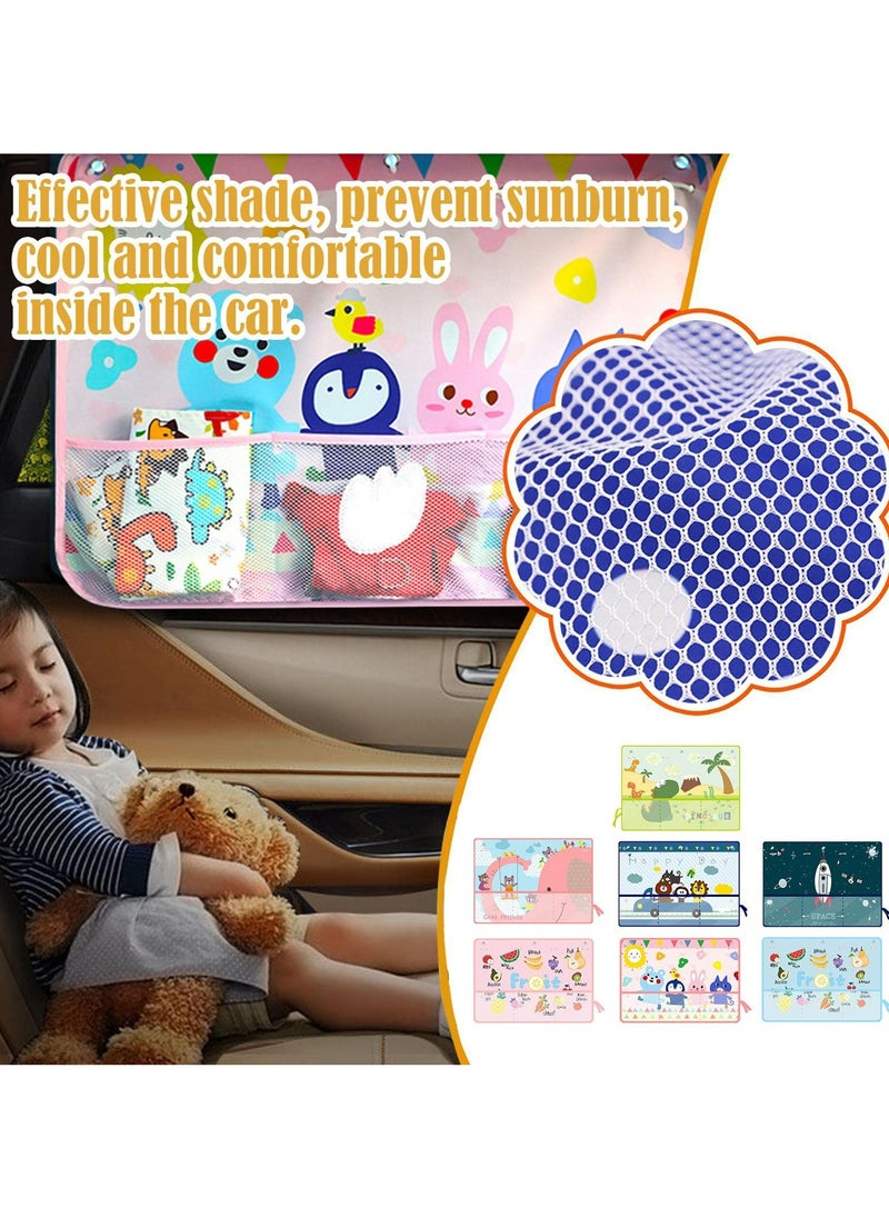 Dominy 2 Packs Car Side Window Sunshades,Window Shades for Car Kids, Strong Suction Cup Three-Layer Car Sun Shade for Side Windows, Cartoon Pattern Car Side Window Sun Shade Cover for Heat And UV Rays Protection (pink animals)  - Image 2