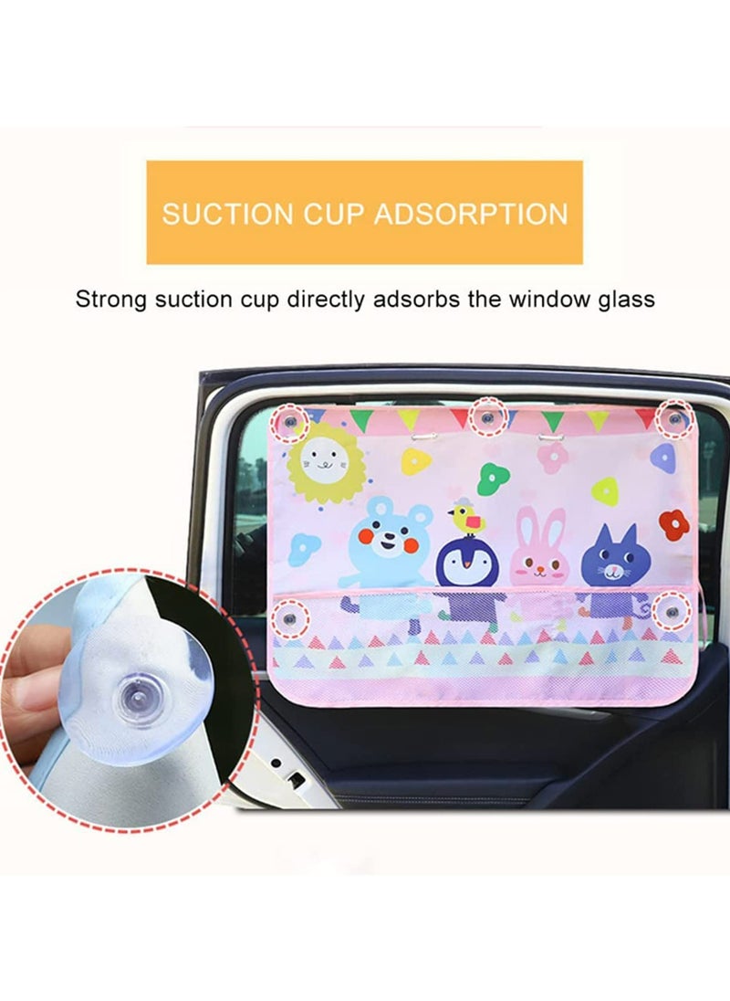 Dominy 2 Packs Car Side Window Sunshades,Window Shades for Car Kids, Strong Suction Cup Three-Layer Car Sun Shade for Side Windows, Cartoon Pattern Car Side Window Sun Shade Cover for Heat And UV Rays Protection (pink animals)  - Image 4